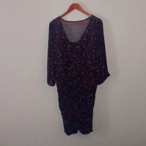 Torrid black mesh multi color floral dress with rouched bottom in front and back